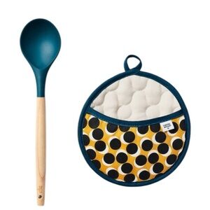 🆕🏷️  Tabitha Brown LIMITED EDITION Teal Spoon & Polka Dot Pot Holder Set 💖🌈